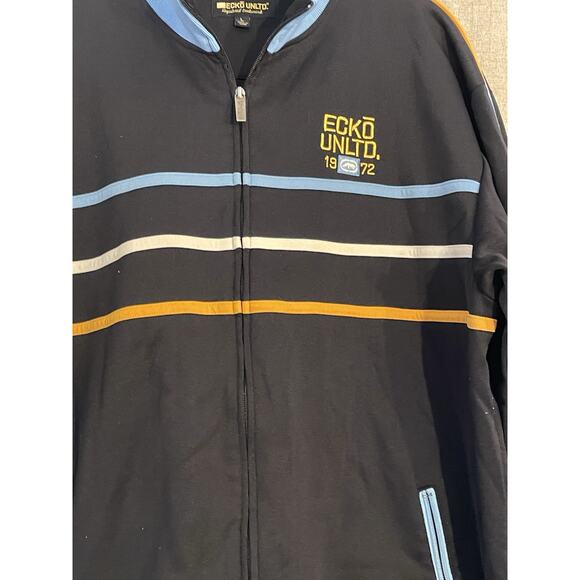 Vintage Ecko Unltd Track Jacket Mens Large Blue Striped Zip-up Y2K - Picture 3 of 6